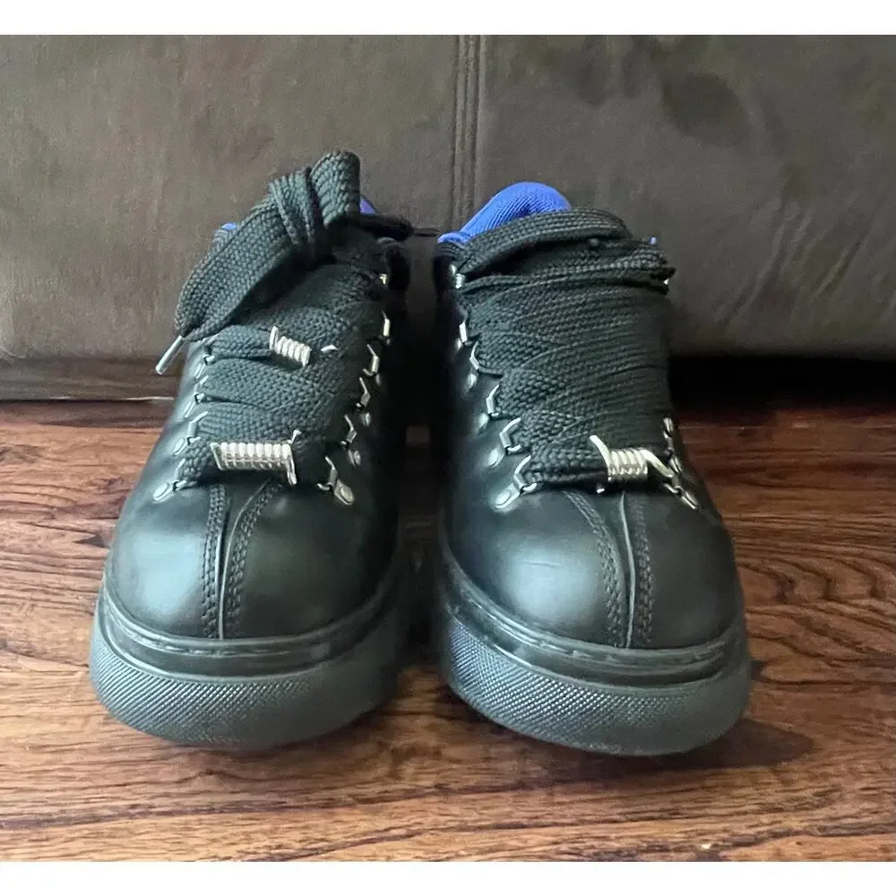 $1,195 NIB Burberry Trek Leather Low-Top Boots Sneakers Black/Blue Men's 45(12)